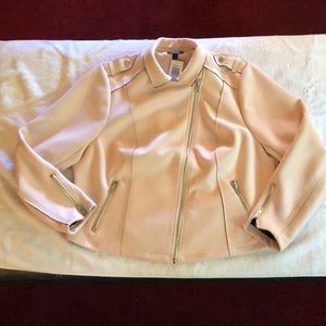 Torrid Moto Jacket coat Pink Blush Mauve Suede NWT
